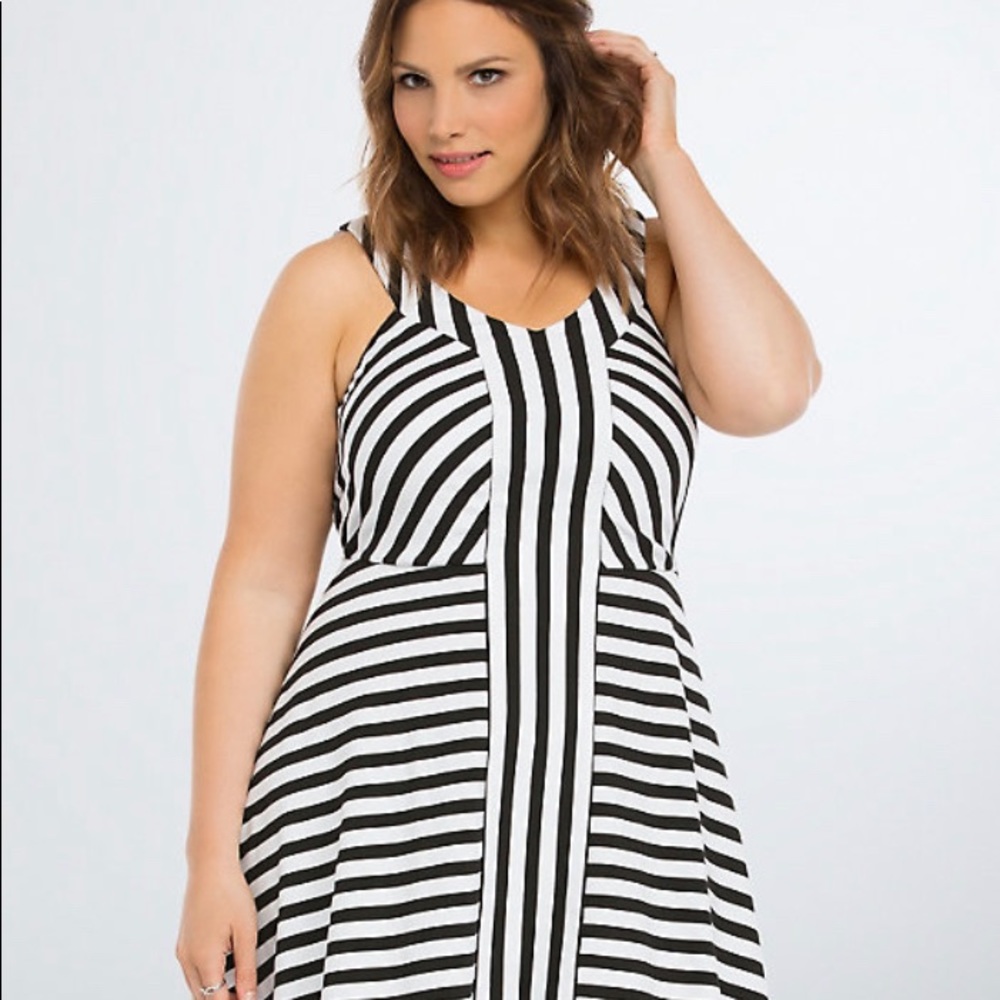 TORRID STRIPED PONTE SKATER DRESS